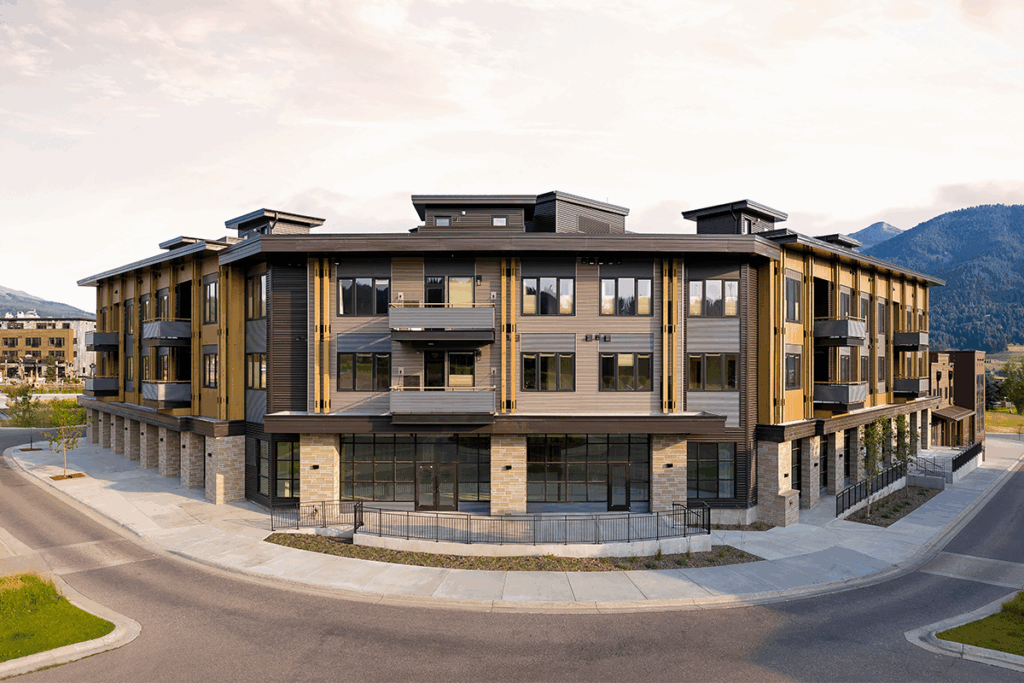 Franklin Residences clad with Siparila Natural Tones exterior siding panels in the shade "Roasted Wheat."