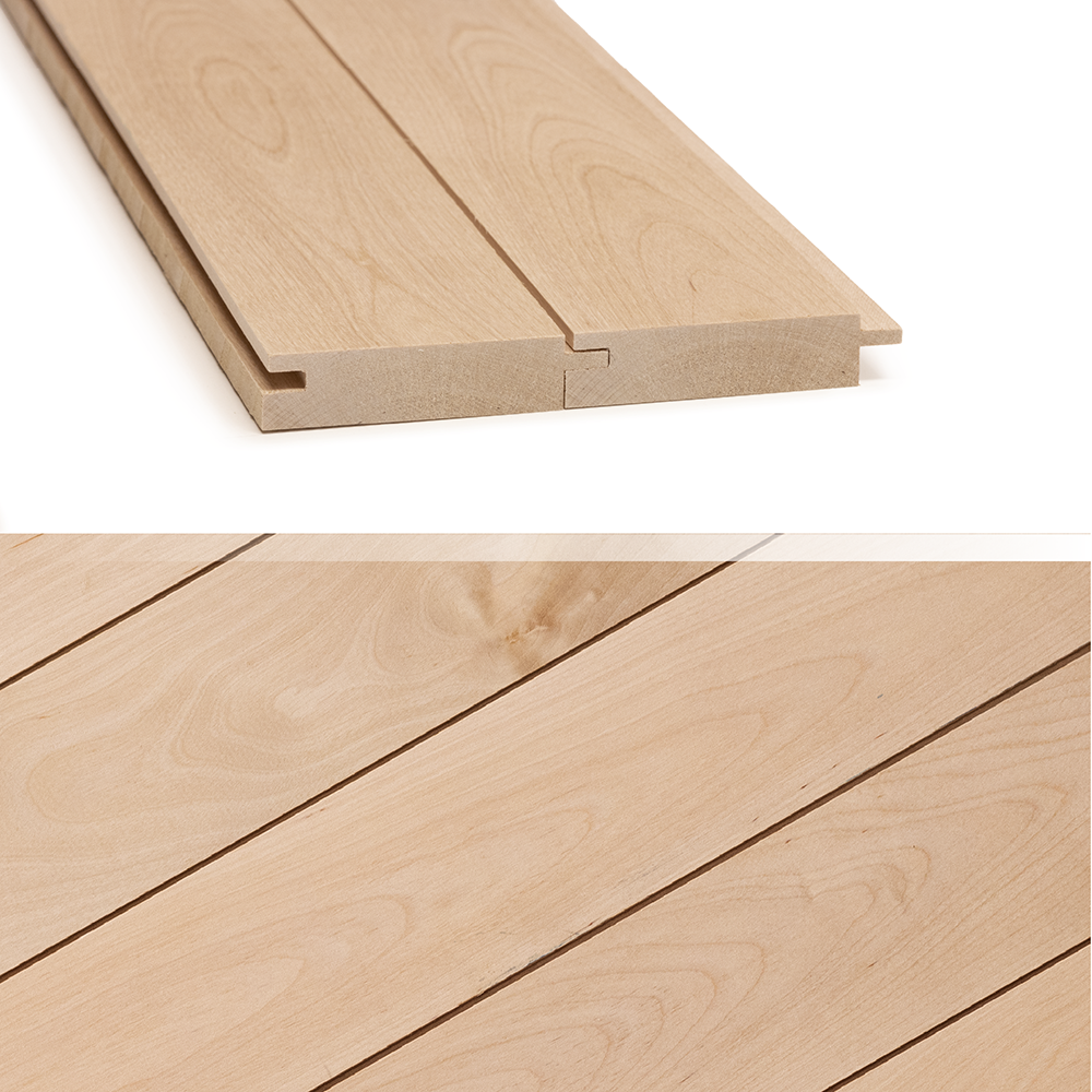 Koo, ready-to-install, is a smooth-surfaced, sleek birch interior wall panel whose slatted appearance adds a modern rhythm to the space.